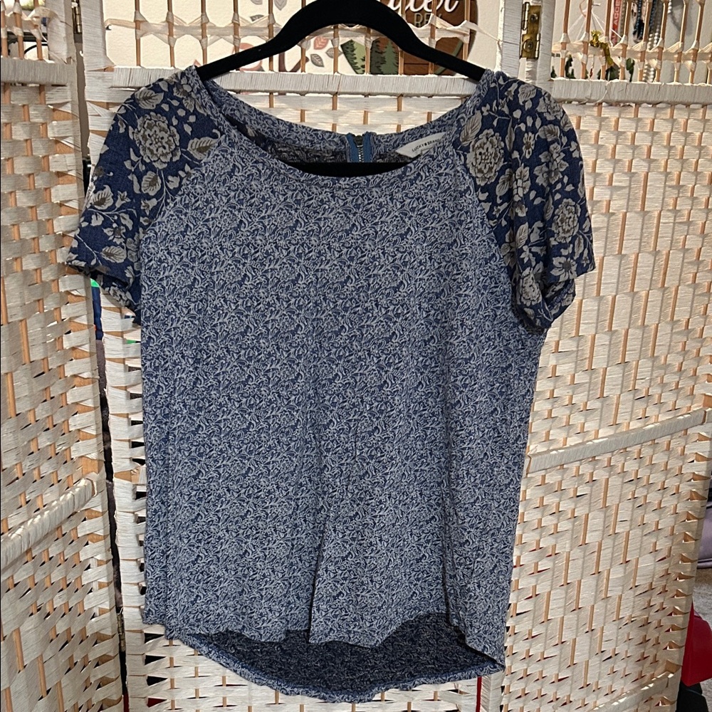 LUCKY BRAND floral Patterned Blue Women's Top